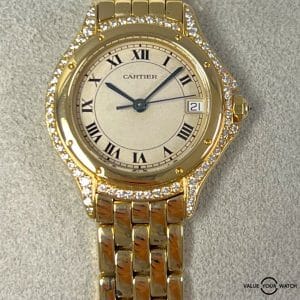 Cartier Cougar 18K Yellow Gold Factory Diamonds 26mm WF8002B9!