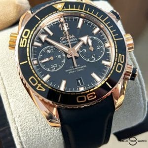 Omega Seamaster Planet Ocean Sedna Gold 45.5mm Black Dial 600m BOXES/PAPERS!