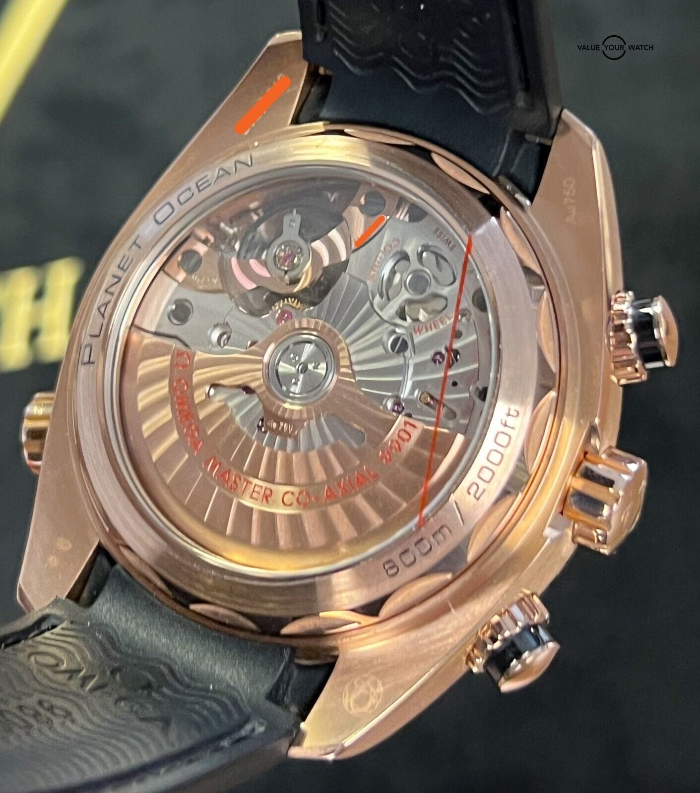 Omega Seamaster Planet Ocean Sedna Gold 45.5mm Black Dial 600m BOXES/PAPERS! - Image 5