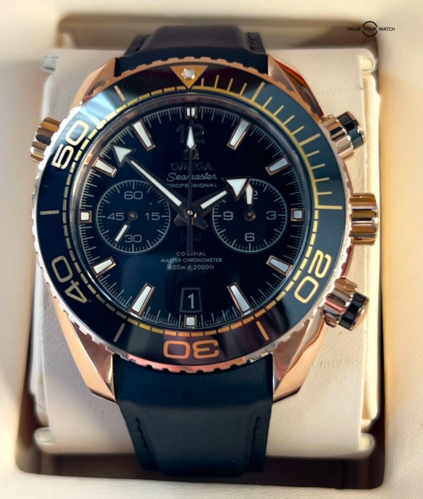 Omega Seamaster Planet Ocean Sedna Gold 45.5mm Black Dial 600m BOXES/PAPERS! - Image 7
