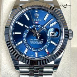 2021 Rolex Sky-Dweller Blue Dial Jubilee Stainless Steel White Gold BOXES/PAPERS