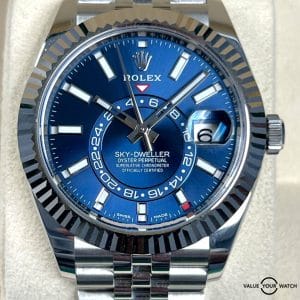 2021 Rolex Sky-Dweller Blue Dial Jubilee Stainless Steel White Gold BOXES/PAPERS