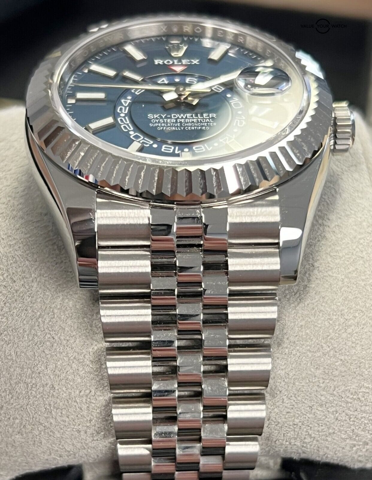 2021 Rolex Sky-Dweller Blue Dial Jubilee Stainless Steel White Gold BOXES/PAPERS - Image 7