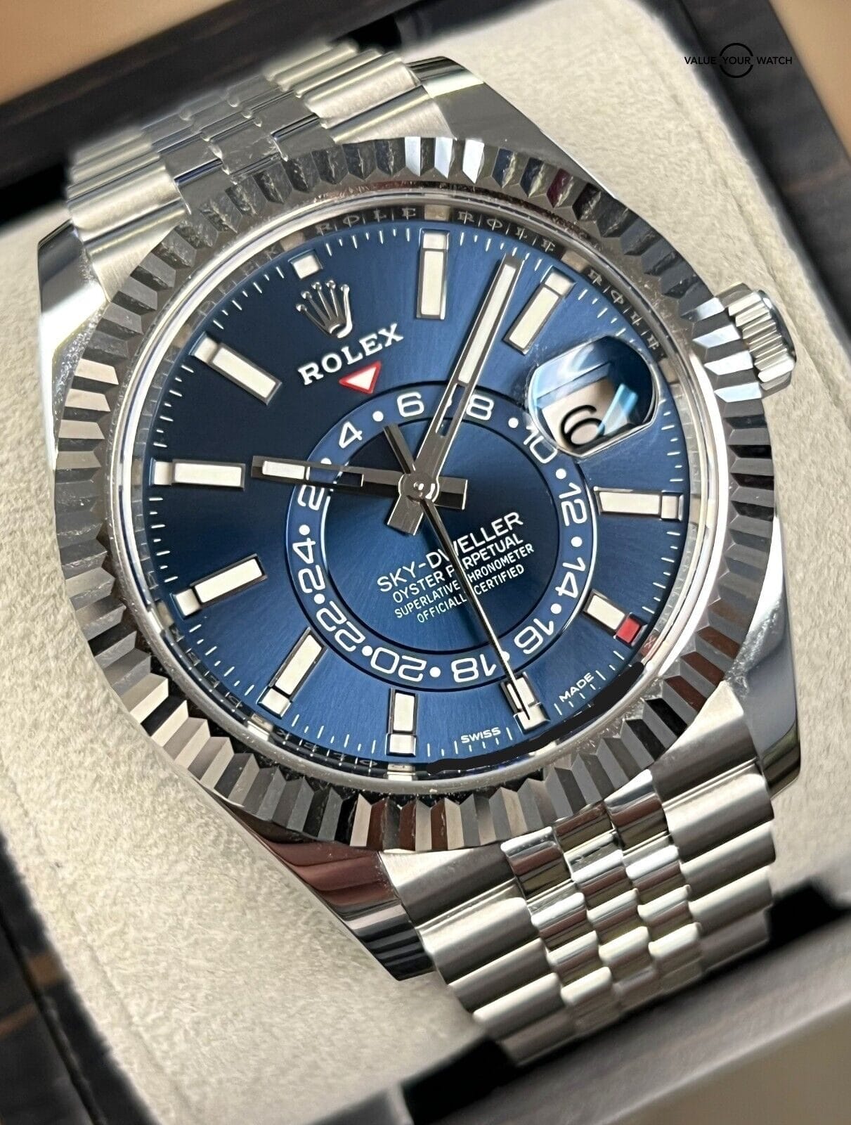 2021 Rolex Sky-Dweller Blue Dial Jubilee Stainless Steel White Gold BOXES/PAPERS - Image 12