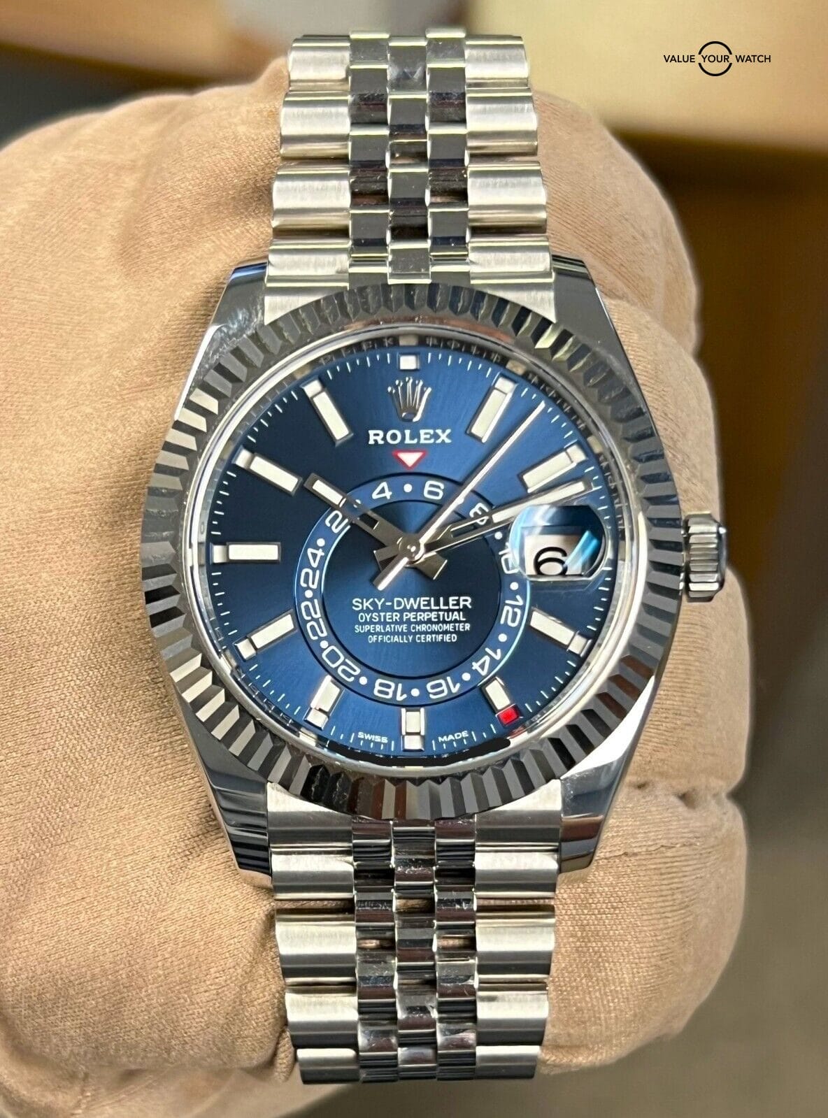 2021 Rolex Sky-Dweller Blue Dial Jubilee Stainless Steel White Gold BOXES/PAPERS - Image 14