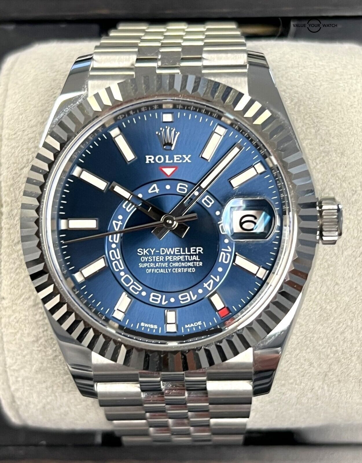 2021 Rolex Sky-Dweller Blue Dial Jubilee Stainless Steel White Gold BOXES/PAPERS - Image 15