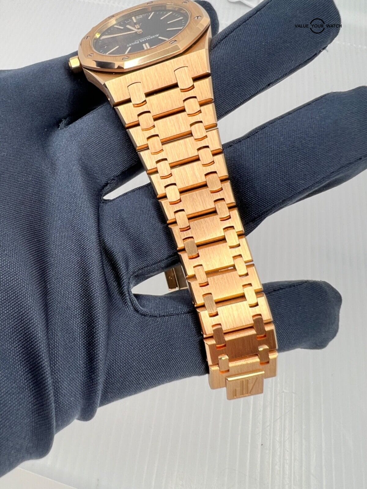 J Serial Mint Audemars Piguet Royal Oak Blue 39mm 18K Rose Gold Watch Only - Image 8