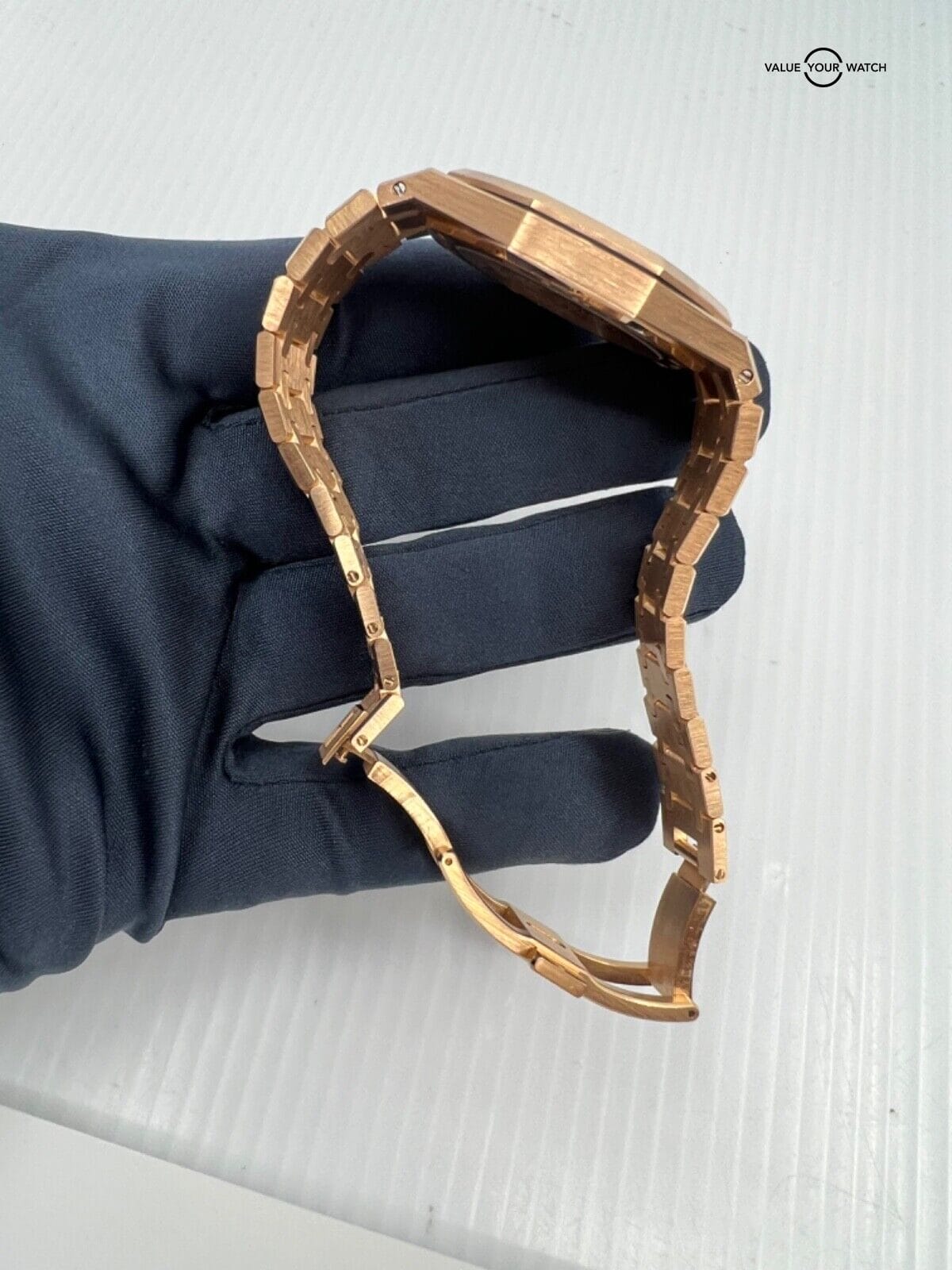 J Serial Mint Audemars Piguet Royal Oak Blue 39mm 18K Rose Gold Watch Only - Image 9