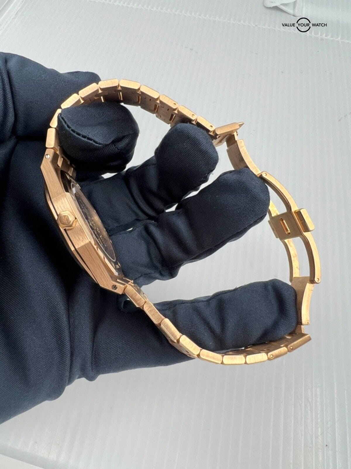 J Serial Mint Audemars Piguet Royal Oak Blue 39mm 18K Rose Gold Watch Only - Image 10