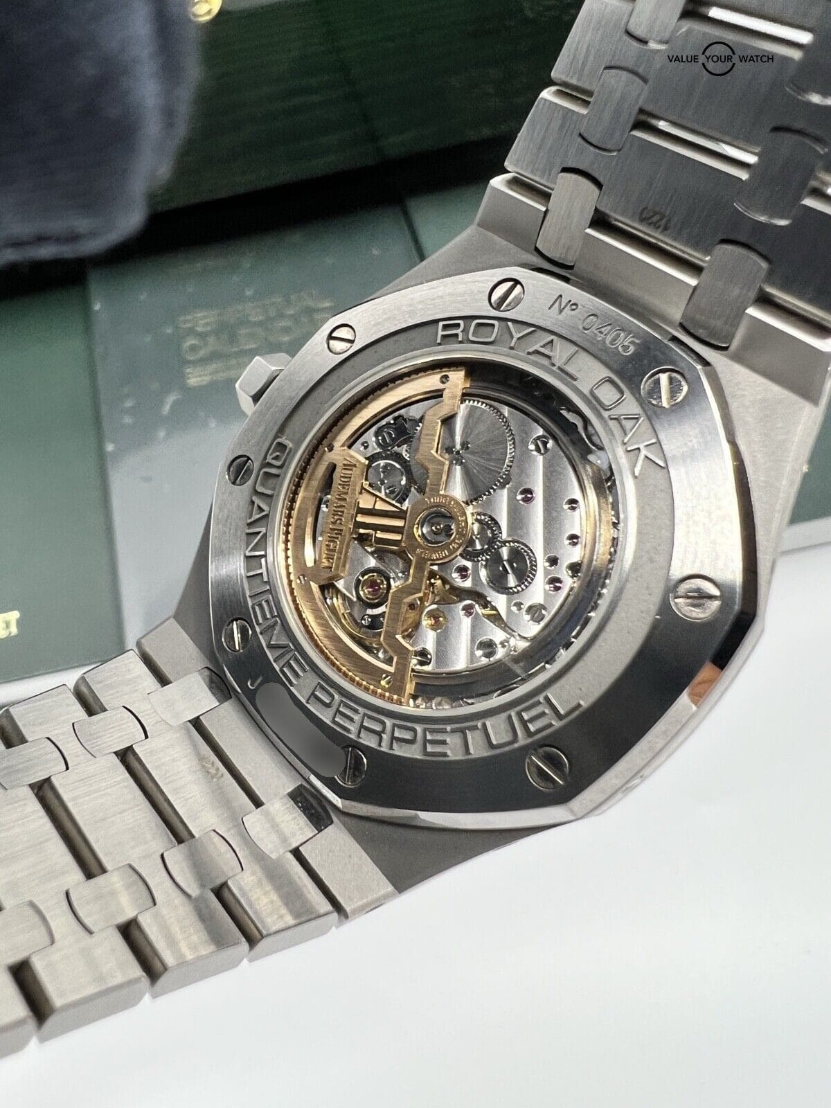 2017 Complete Set Audemars Piguet Royal Oak Blue Dial Perpetual Calendar 26574st - Image 4