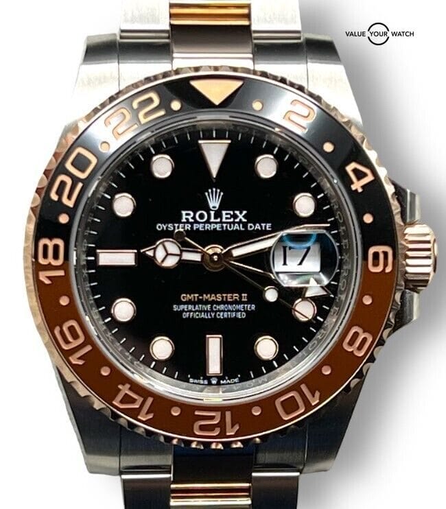 8-2023 Rolex GMT-Master II Two-Tone Root Beer Rose Gold 40mm Watch 126711CHNR - Image 5