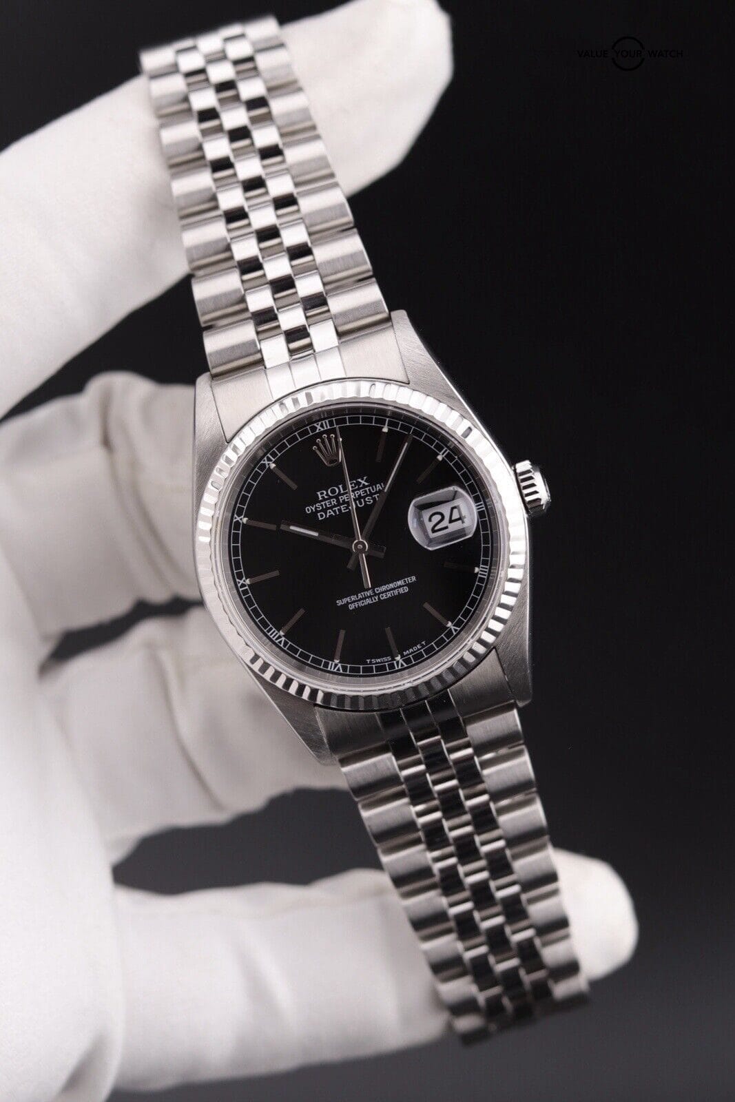 Rolex Datejust 36mm 16220 k serial White Gold Fluted Bezel - Image 14