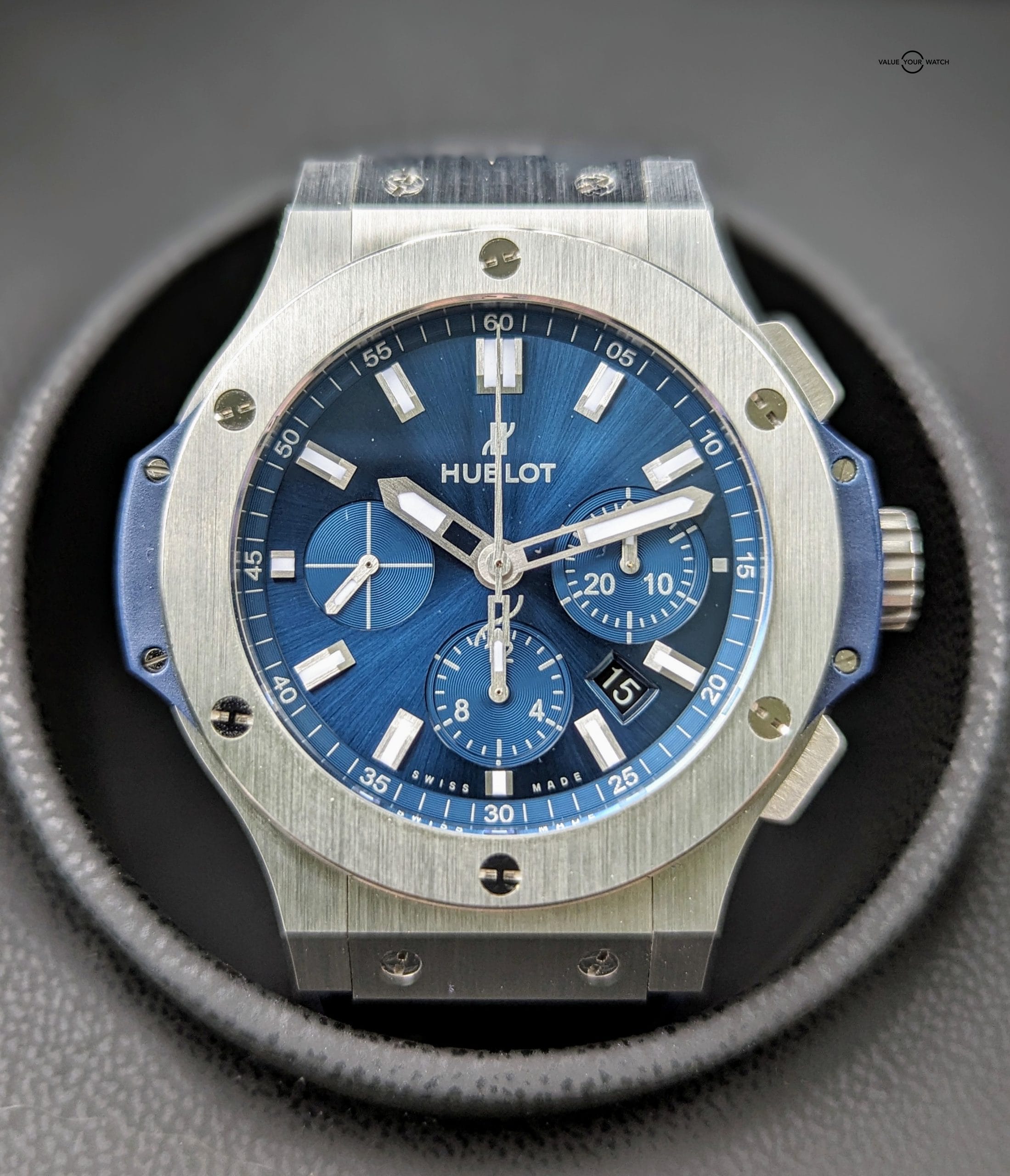 Hublot Big Bang Original Steel Blue 44mm MINT 301.SX.7170.LR w Box Card Value Your Watch