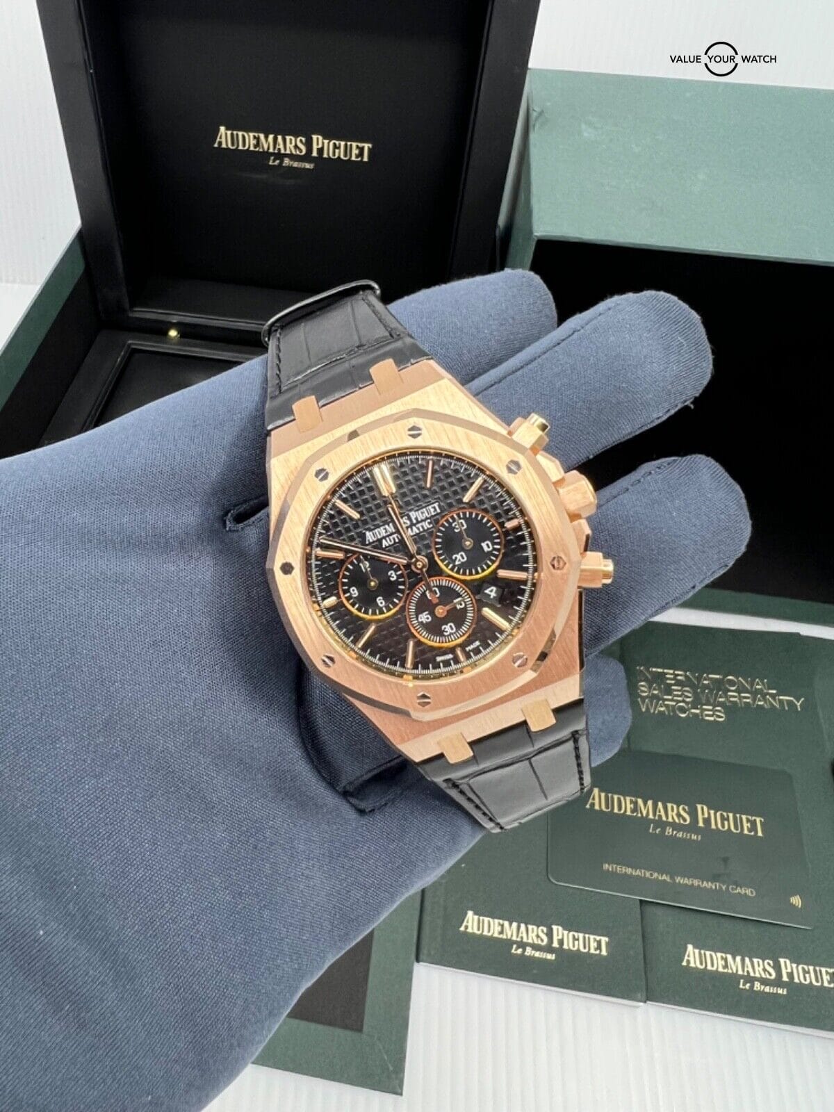 2017 Audemars Piguet Royal Oak 26320OR Black Dial 41mm 18K Rose Gold Chronograph