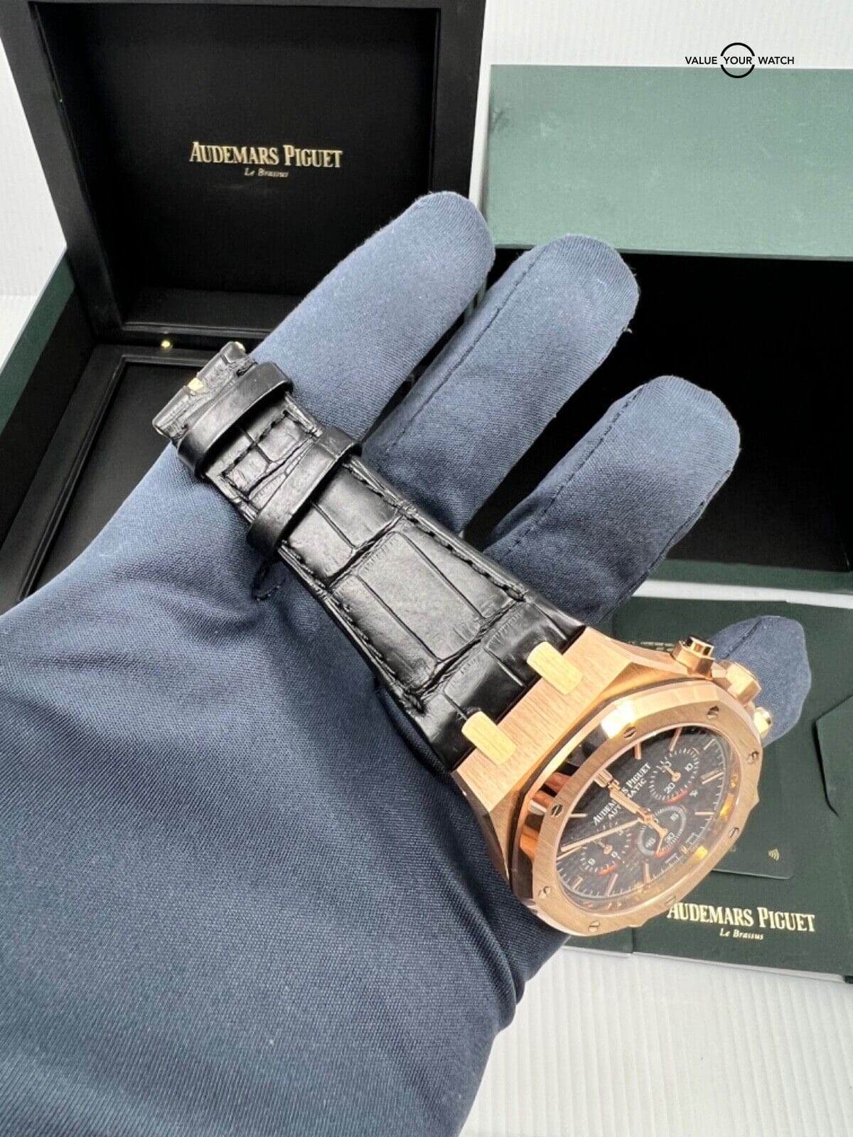 2017 Audemars Piguet Royal Oak 26320OR Black Dial 41mm 18K Rose Gold Chronograph - Image 10