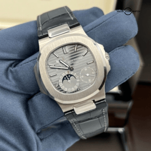 2021 Unworn New Grey Dial Patek Philippe Nautilus 18k White Gold Moonphase 5712G
