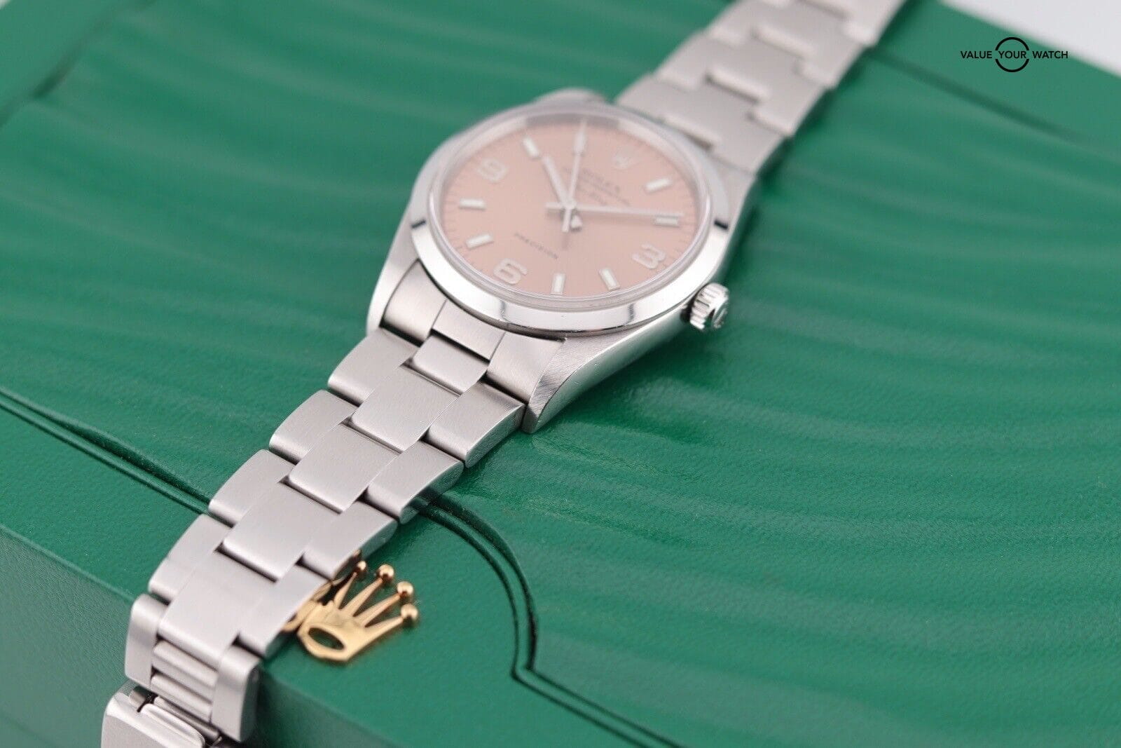 Rolex Precision 90s Air-King Ref 14000 Salmon Pink Dial Automatic 34mm Watch - Image 5