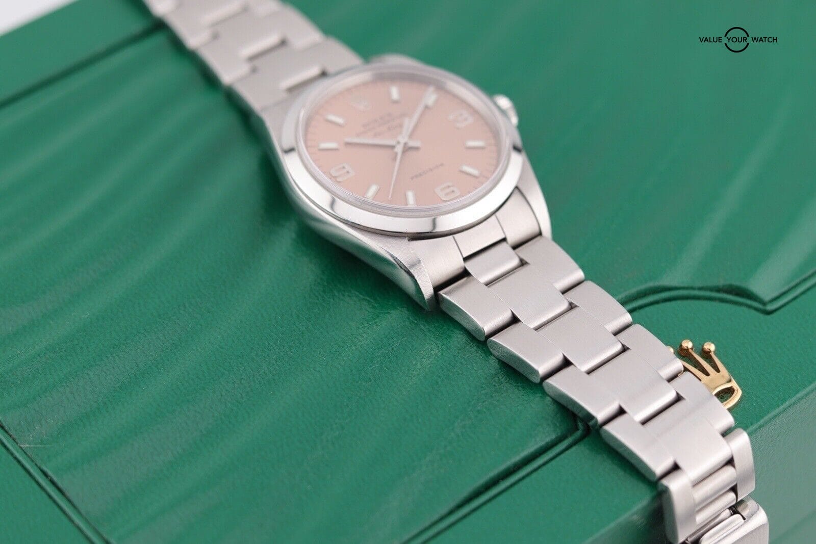 Rolex Precision 90s Air-King Ref 14000 Salmon Pink Dial Automatic 34mm Watch - Image 6