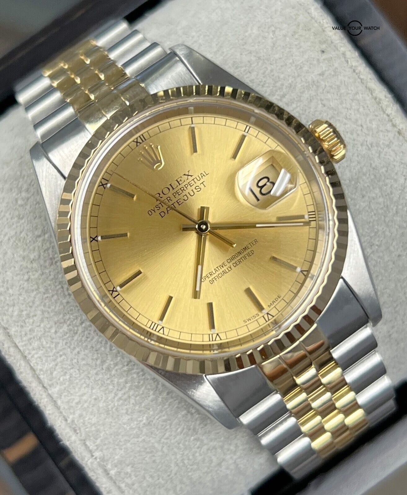 Rolex Datejust 16233 36mm No Holes 18K Yellow Gold & Stainless