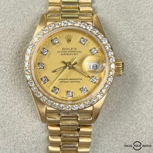 Rolex Lady Datejust President 69138 18K Yellow Gold 26mm Crown Collection!