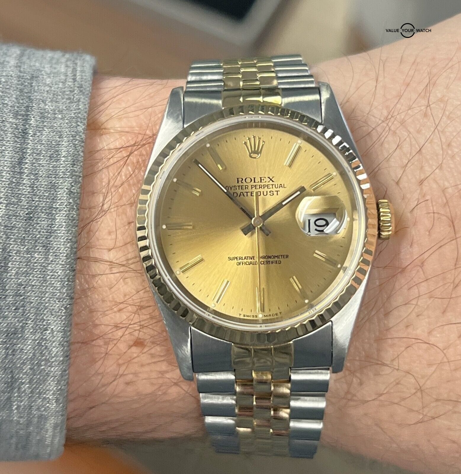 Rolex Datejust 36 16233 18K Yellow Gold & Stainless Steel Champagne Dial! - Image 11
