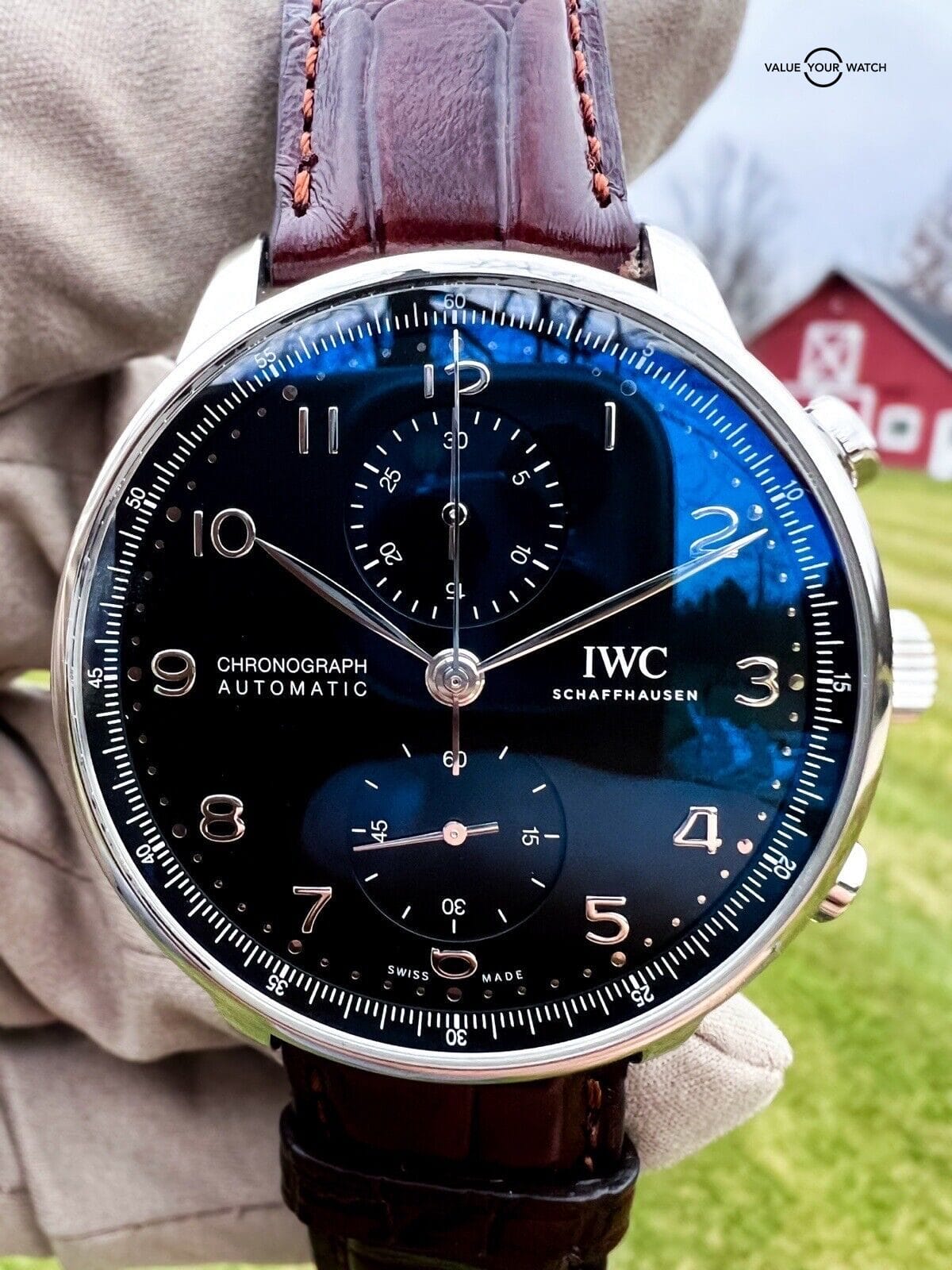 IWC Portuguese Chrono Automatic 41 mm Watch - Black Dial - IW371609 3 Straps!