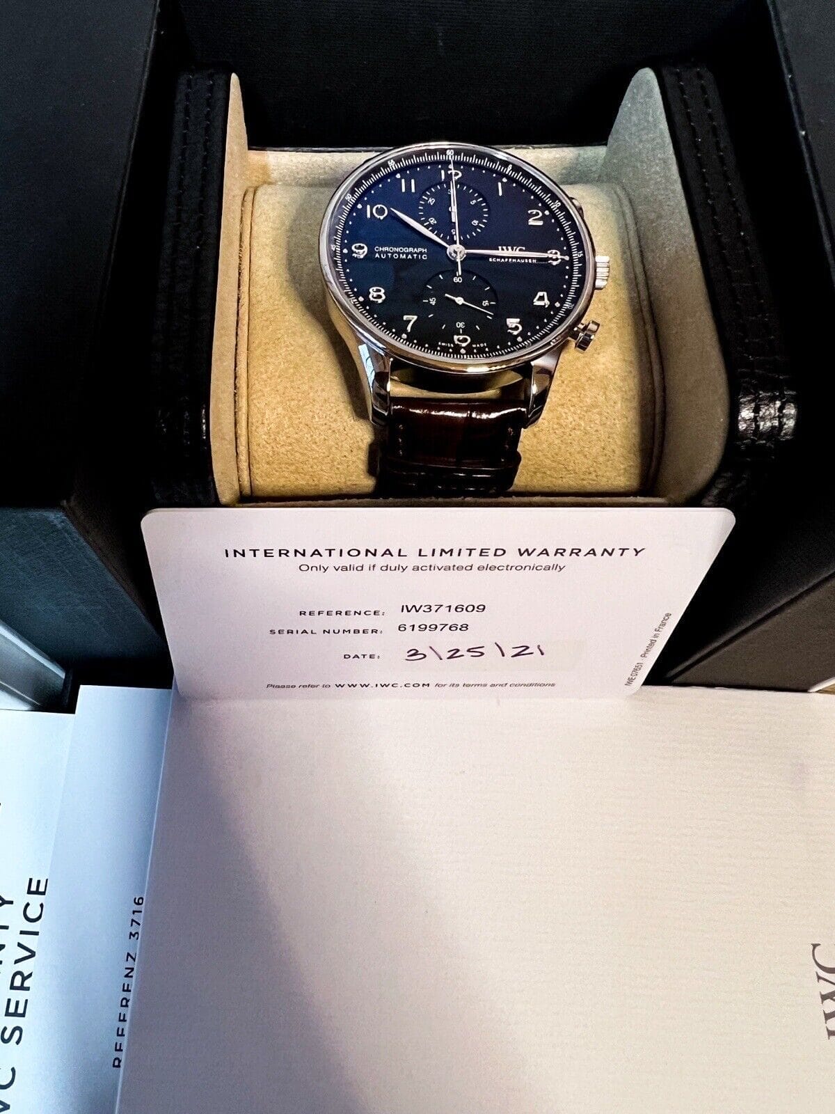 IWC Portuguese Chrono Automatic 41 mm Watch - Black Dial - IW371609 3 Straps! - Image 16