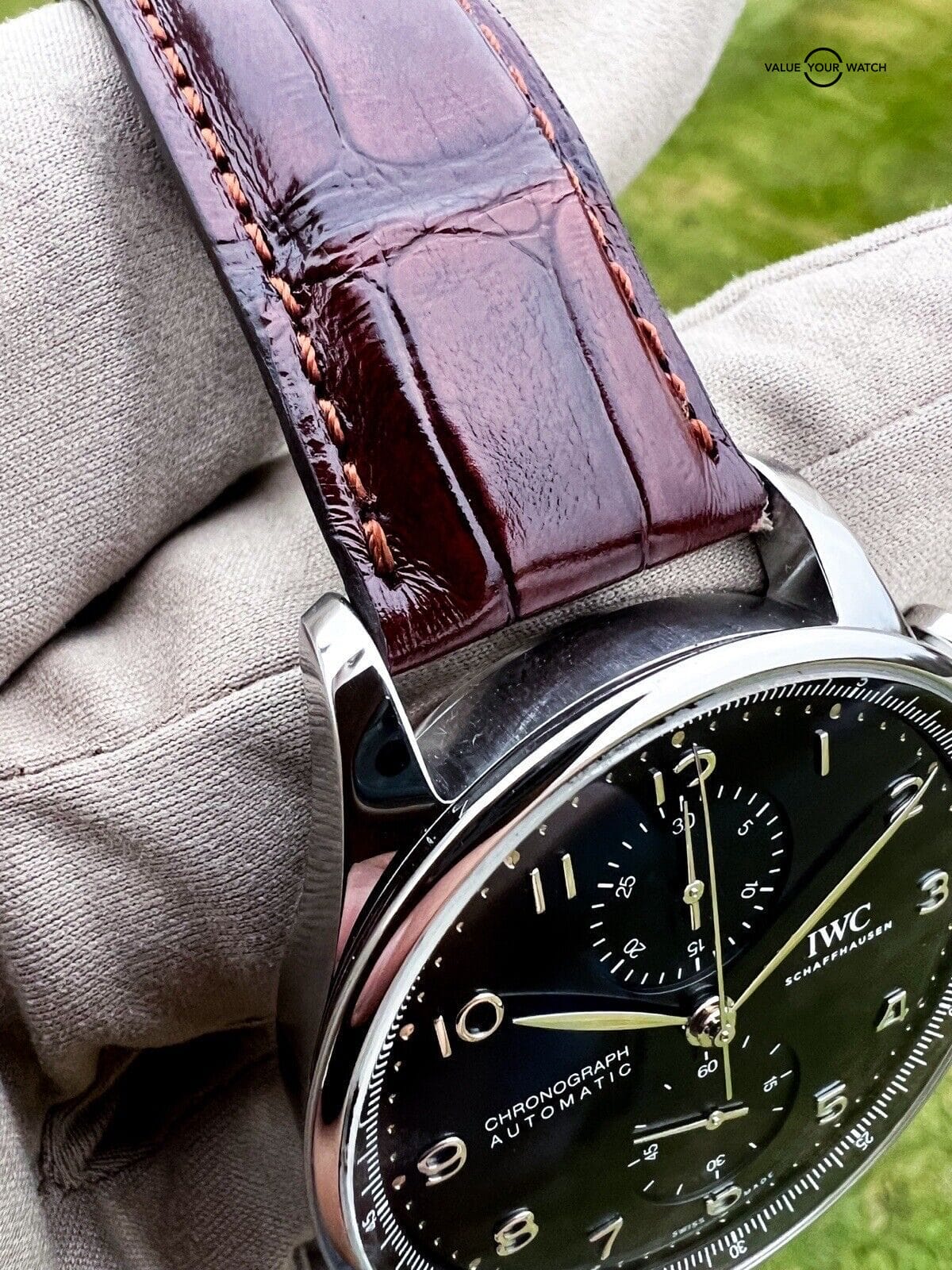 IWC Portuguese Chrono Automatic 41 mm Watch - Black Dial - IW371609 3 Straps! - Image 14