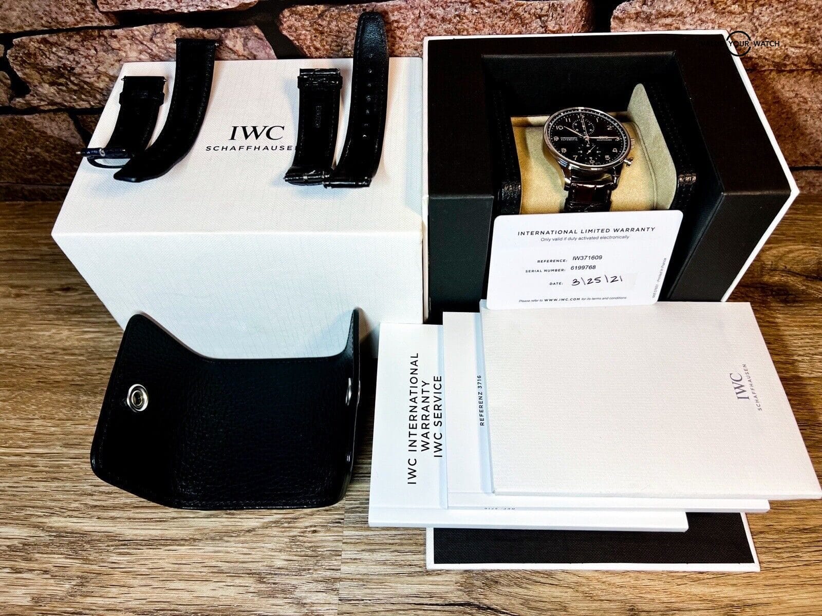 IWC Portuguese Chrono Automatic 41 mm Watch - Black Dial - IW371609 3 Straps! - Image 13