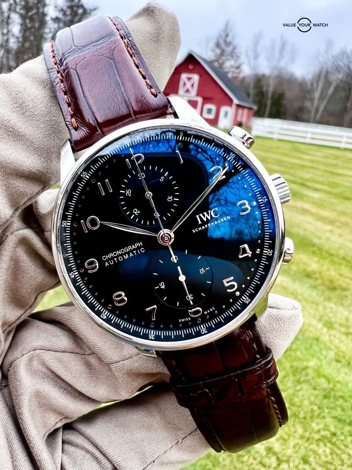 IWC Portuguese Chrono Automatic 41 mm Watch - Black Dial - IW371609 3 Straps! - Image 10