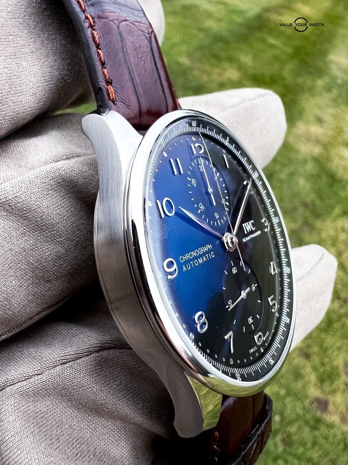 IWC Portuguese Chrono Automatic 41 mm Watch - Black Dial - IW371609 3 Straps! - Image 2