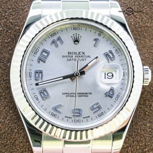 Rolex Datejust II 41 mm White Gold & Steel Fluted Oyster Silver & Blue 116334