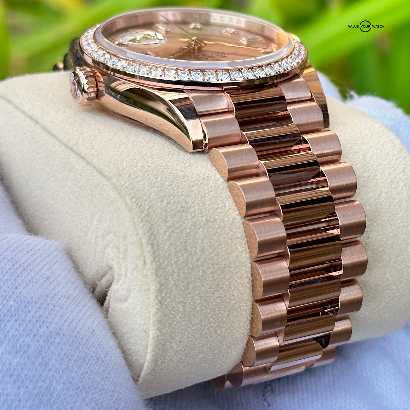 UNWORN 2022 Rolex Day-Date 36 18K Everose Gold Pink Rose Gold Diamond Bezel President 128345RBR - Image 8