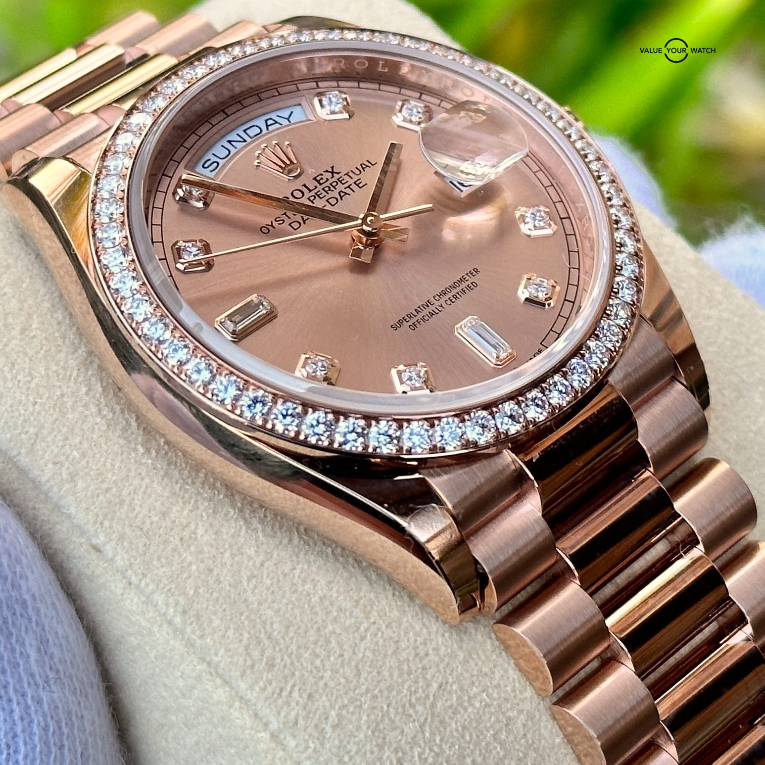 UNWORN 2022 Rolex Day-Date 36 18K Everose Gold Pink Rose Gold