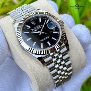 UNWORN 2022 Rolex Datejust 41 Oystersteel & White Gold Fluted Bezel Black Dial Jubilee Bracelet 126334