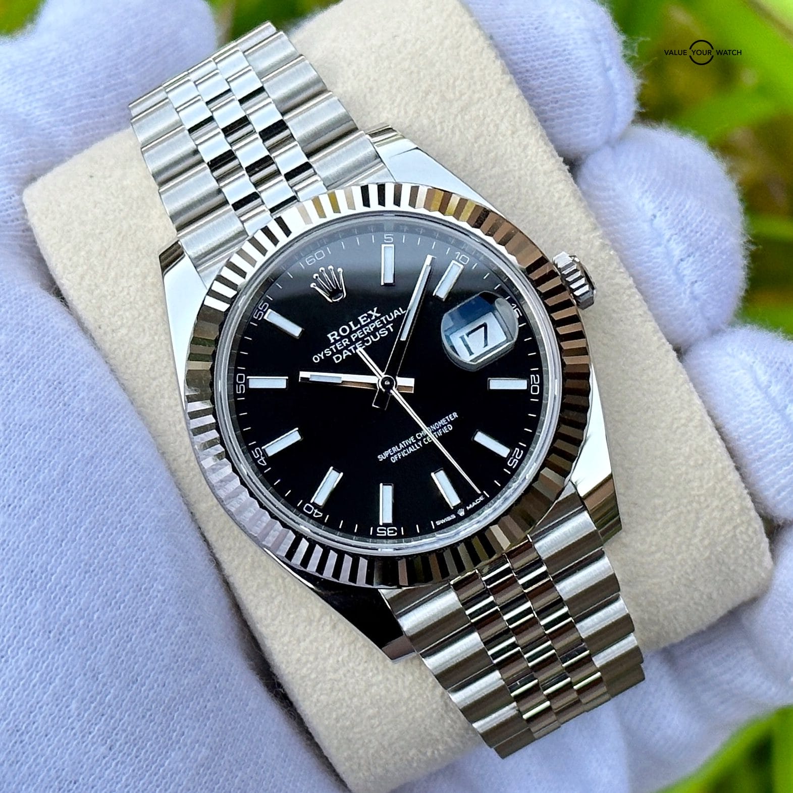 UNWORN 2022 Rolex Datejust 41 Oystersteel & White Gold Fluted Bezel Black Dial Jubilee Bracelet 126334 - Image 3