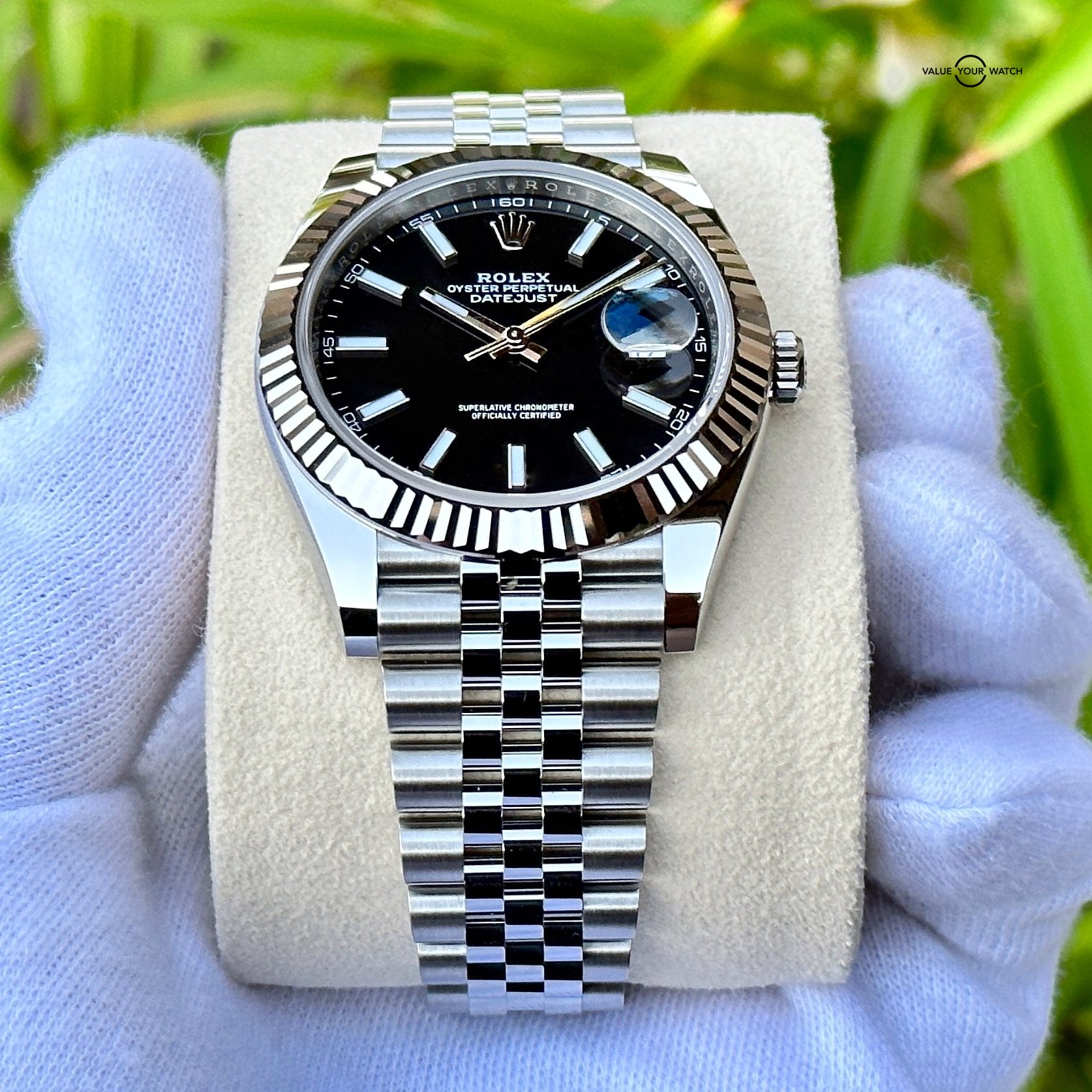 UNWORN 2022 Rolex Datejust 41 Oystersteel & White Gold Fluted Bezel Black Dial Jubilee Bracelet 126334 - Image 6