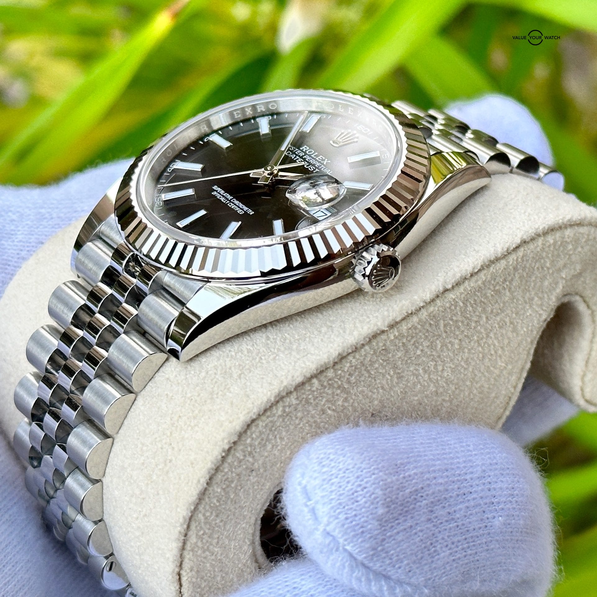 UNWORN 2022 Rolex Datejust 41 Oystersteel & White Gold Fluted Bezel Black Dial Jubilee Bracelet 126334 - Image 10