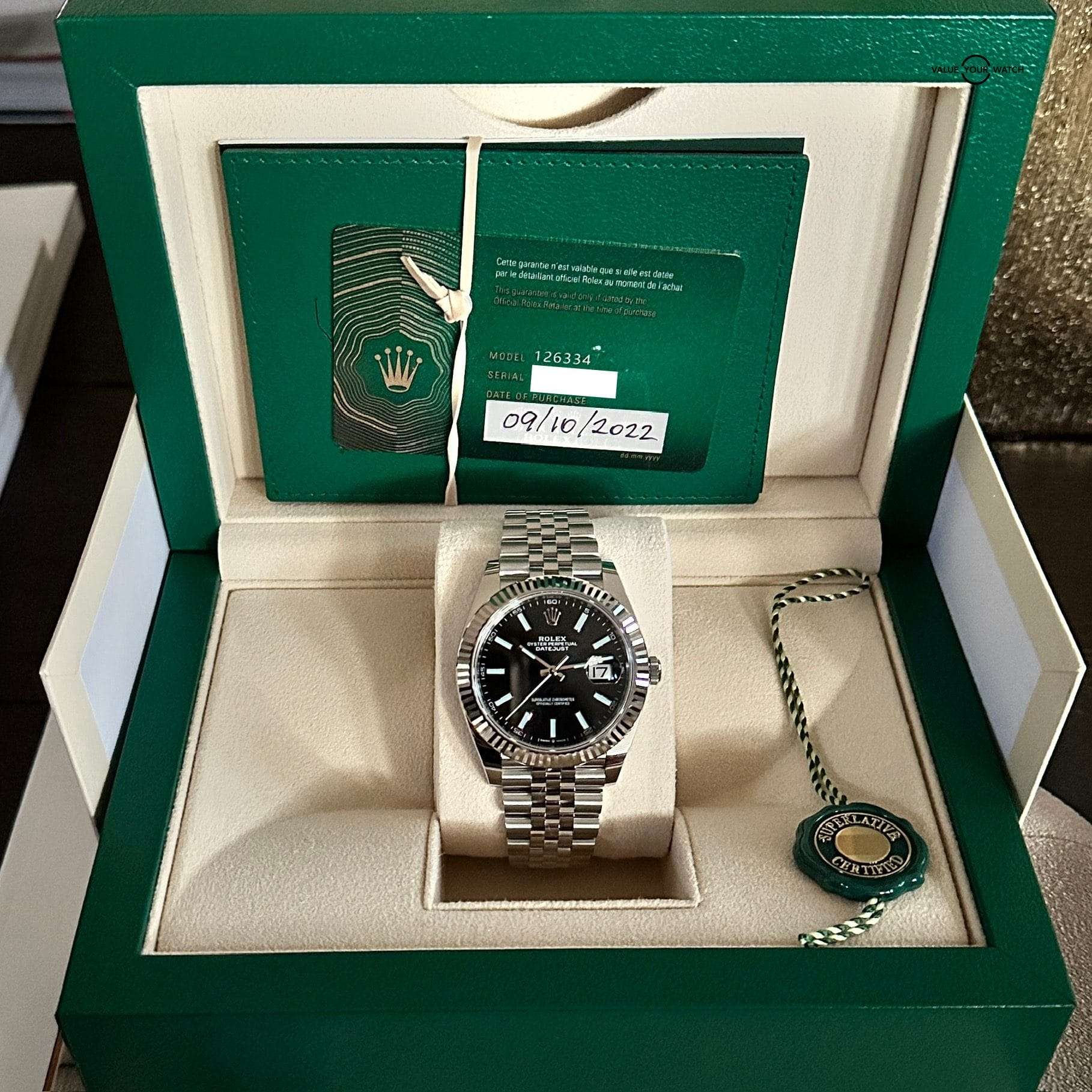 UNWORN 2022 Rolex Datejust 41 Oystersteel & White Gold Fluted Bezel Black Dial Jubilee Bracelet 126334 - Image 13