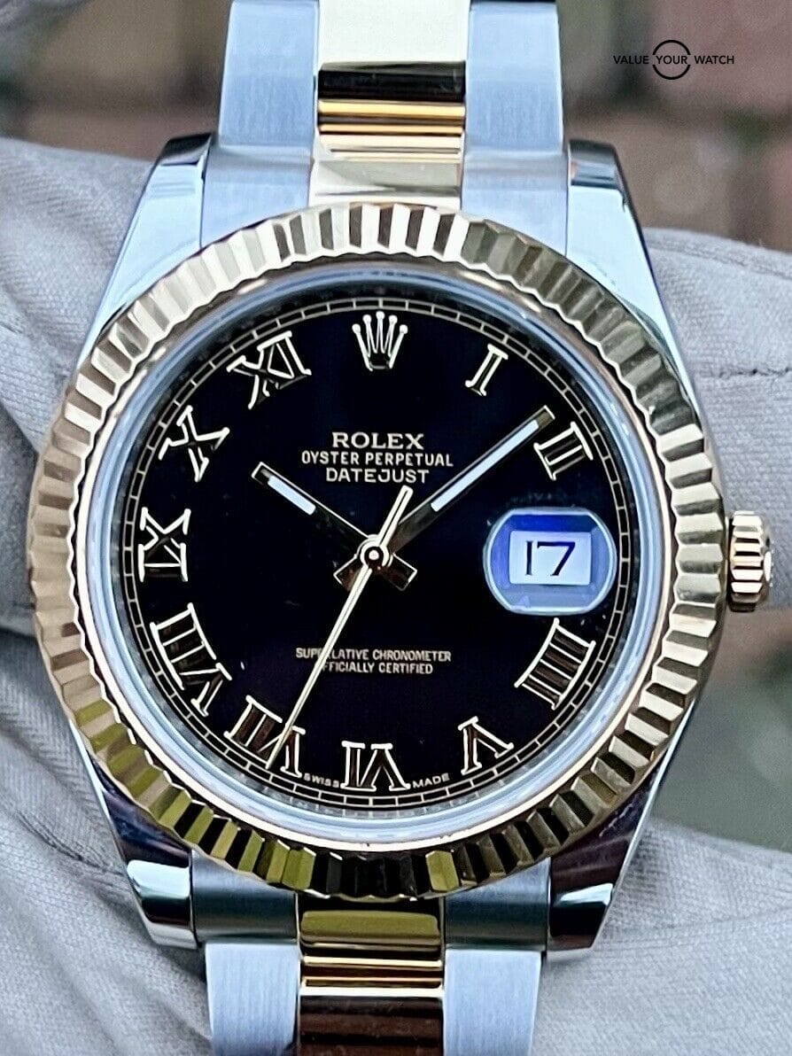 🔥Rolex Datejust 41mm 116333 Oyster Bracelet Gold Bezel Two Tone Black Roman🔥
