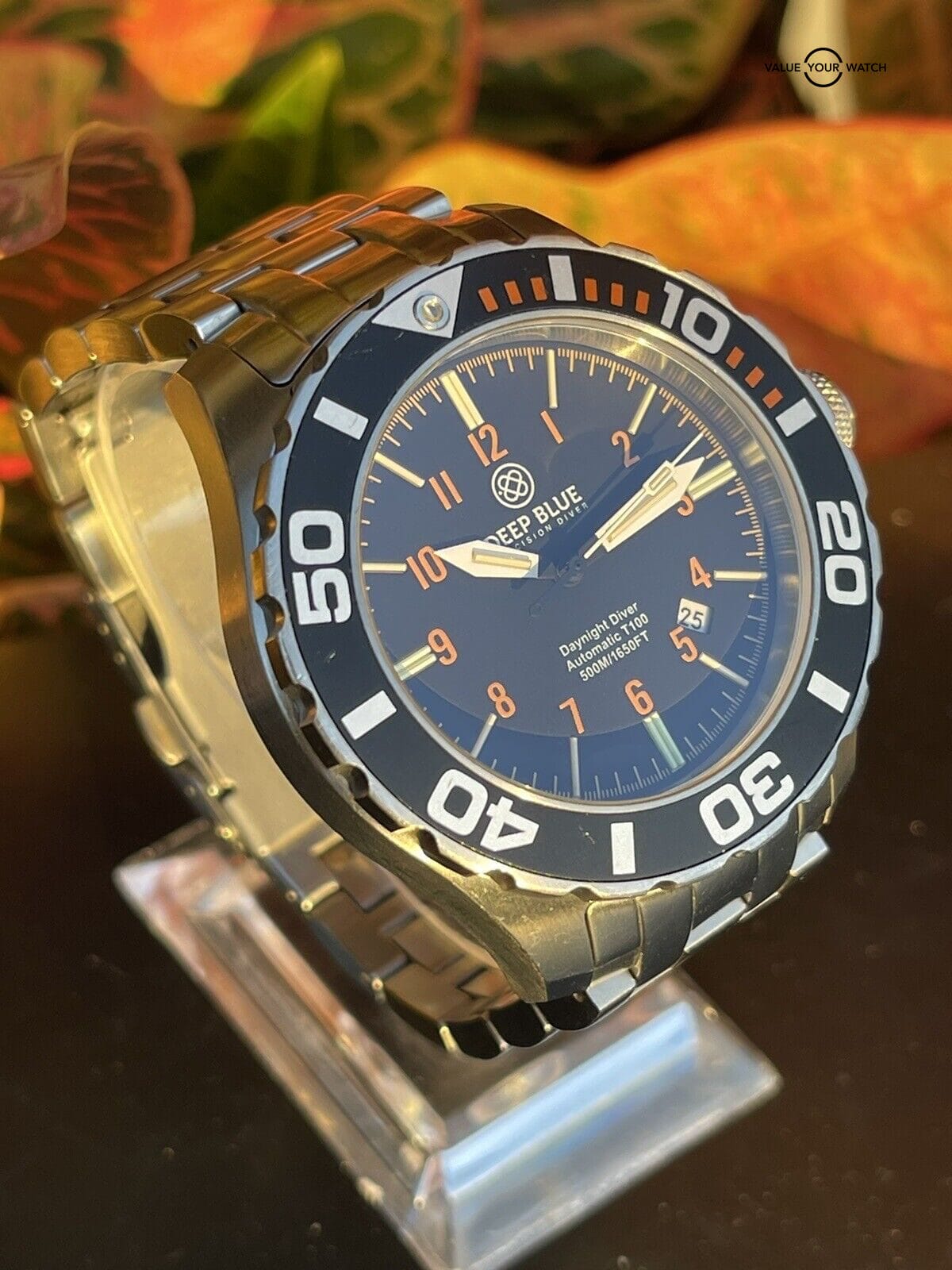 Deep Blue Daynight Pro Diver Automatic T 100 Flat Tube Watch Discontinued Model - Image 3