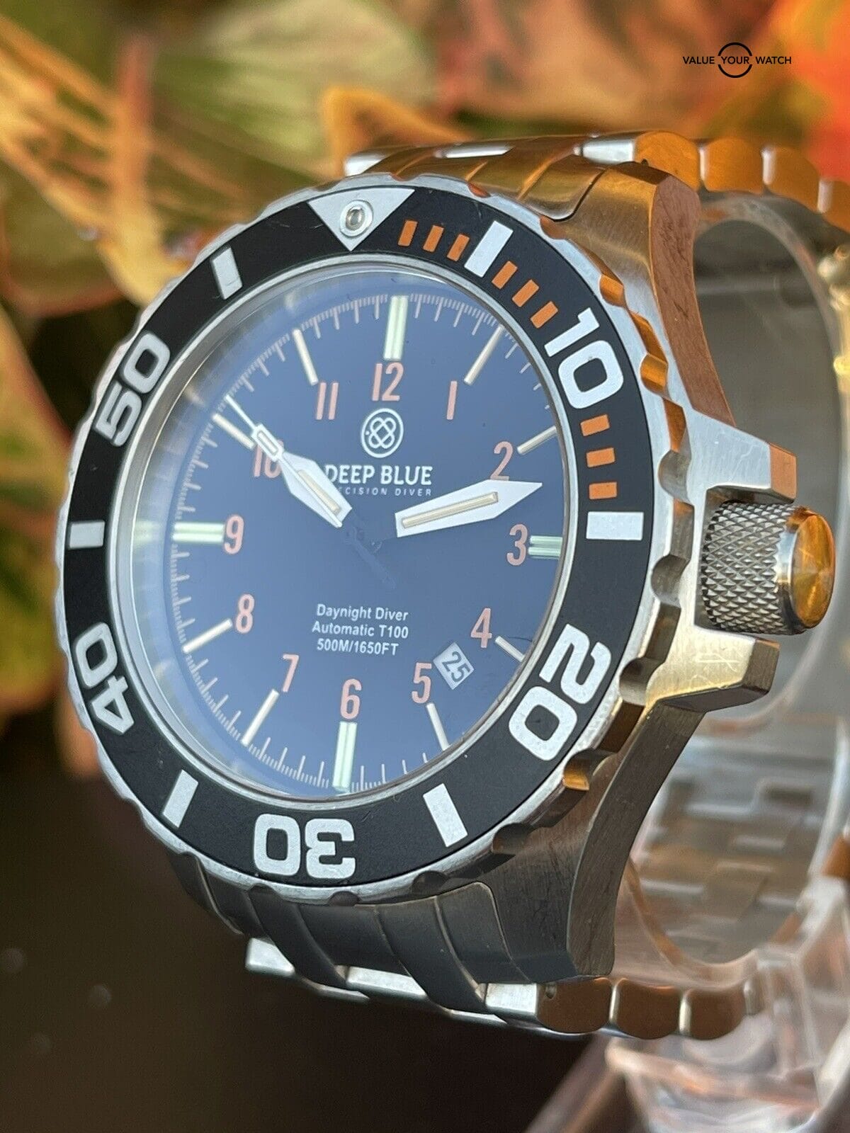 Deep Blue Daynight Pro Diver Automatic T 100 Flat Tube Watch Discontinued Model - Image 11