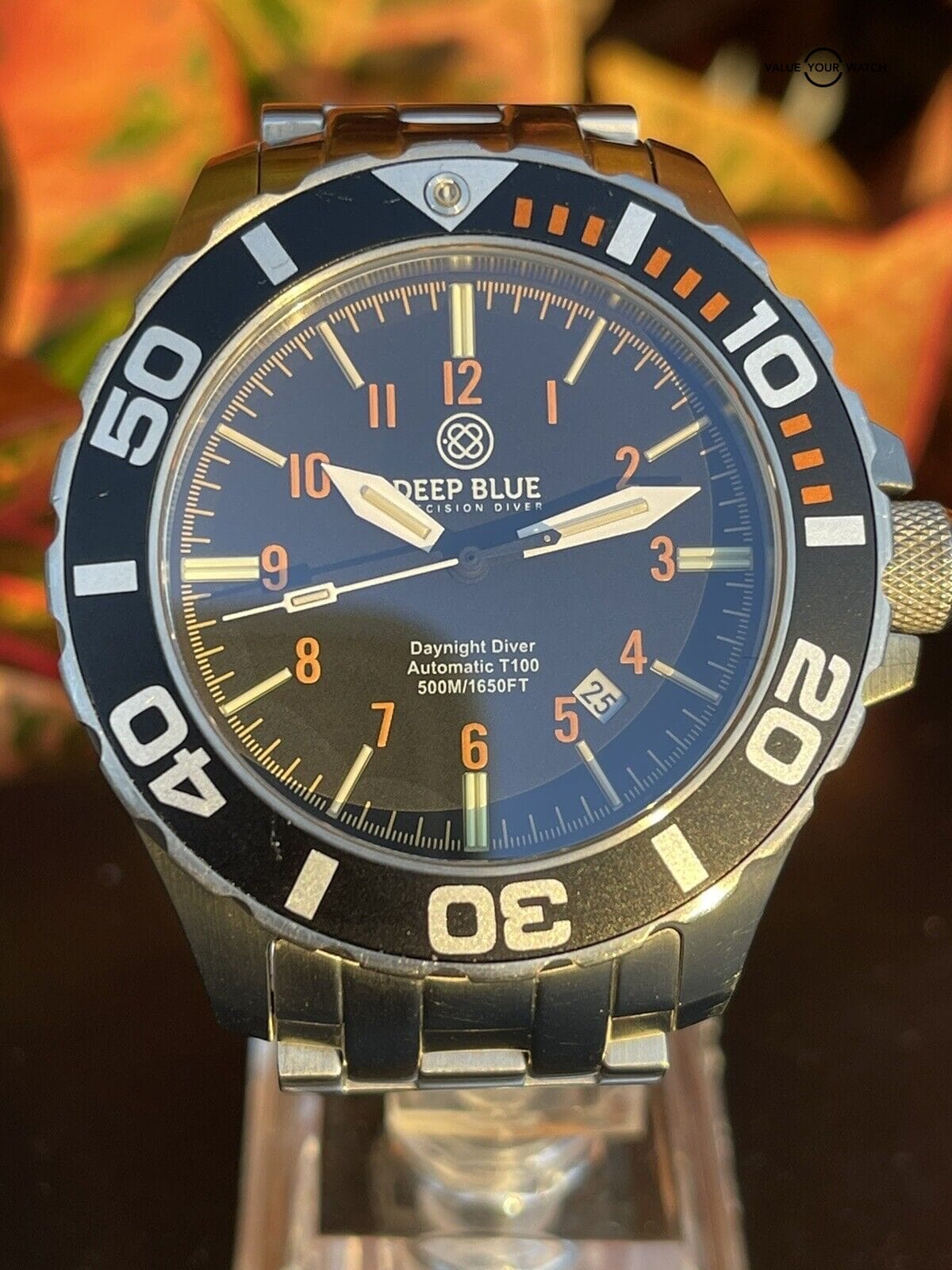 Deep Blue Daynight Pro Diver Automatic T 100 Flat Tube Watch Discontinued Model - Image 12