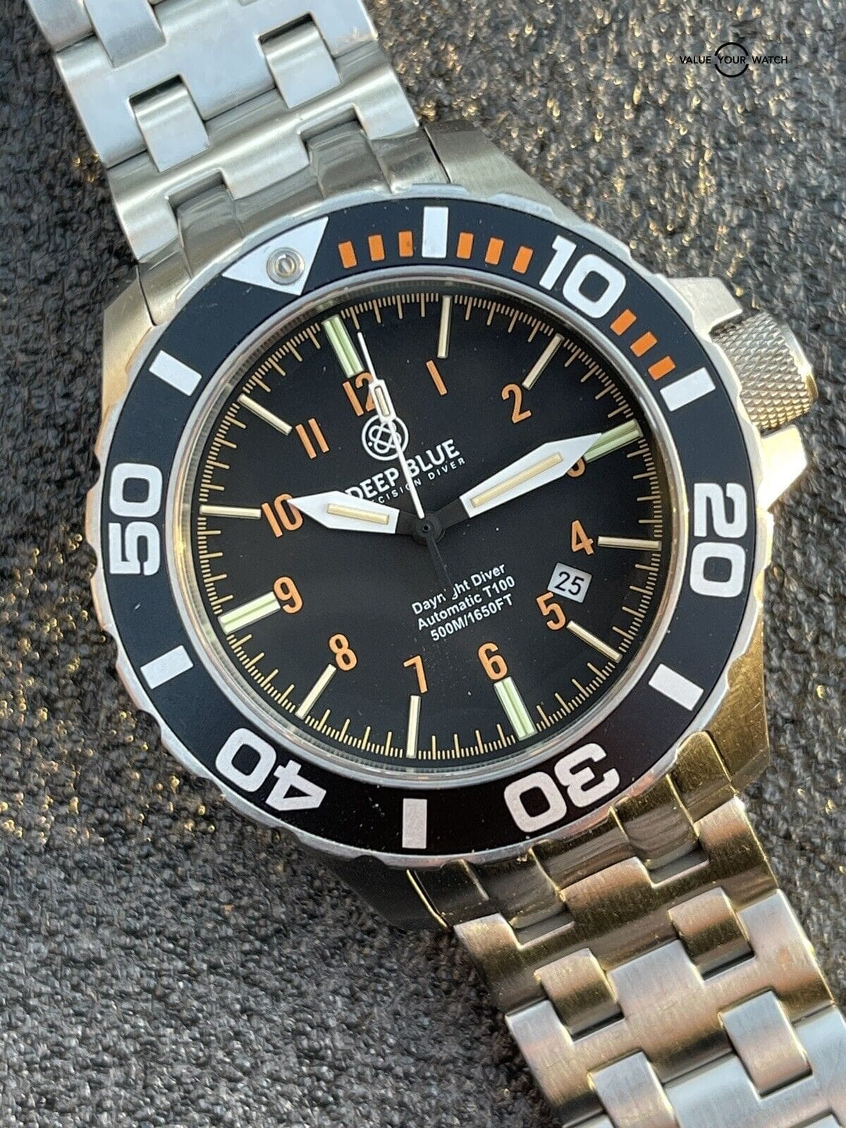 Deep Blue Daynight Pro Diver Automatic T 100 Flat Tube Watch Discontinued Model - Image 13