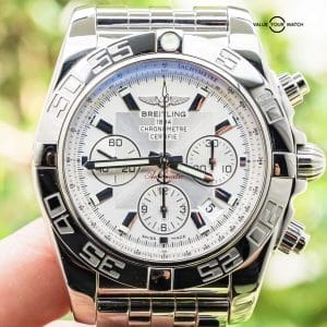 Breitling Chronomat 44 B01 Silver Dial $9K MSRP Box Bracelet Polished AB0110