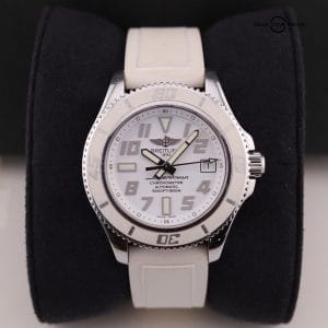 Breitling Super Ocean 42 White Dial Rubber Strap Watch A17364 Complete