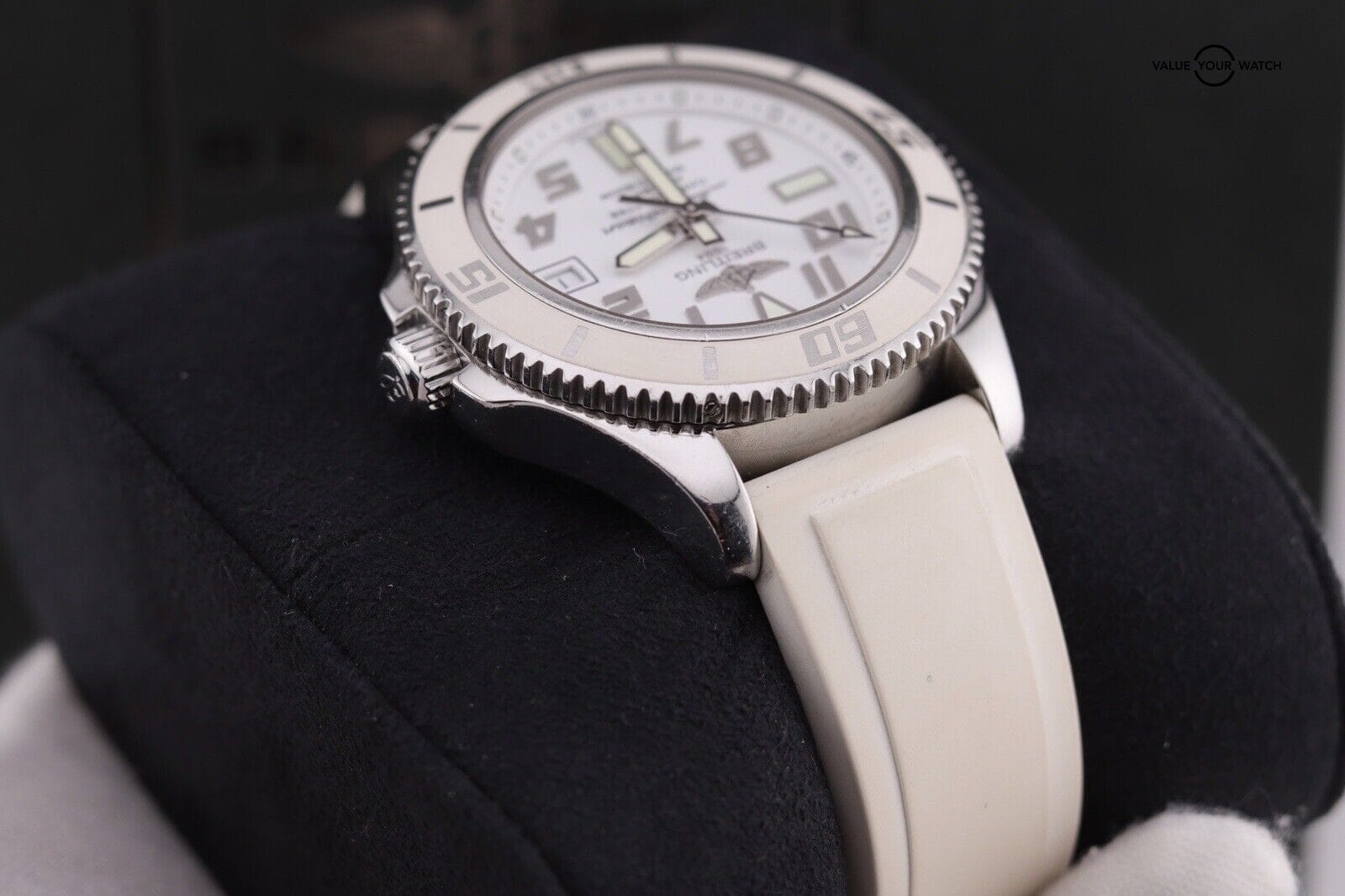 Breitling Super Ocean 42 White Dial Rubber Strap Watch A17364 Complete - Image 13