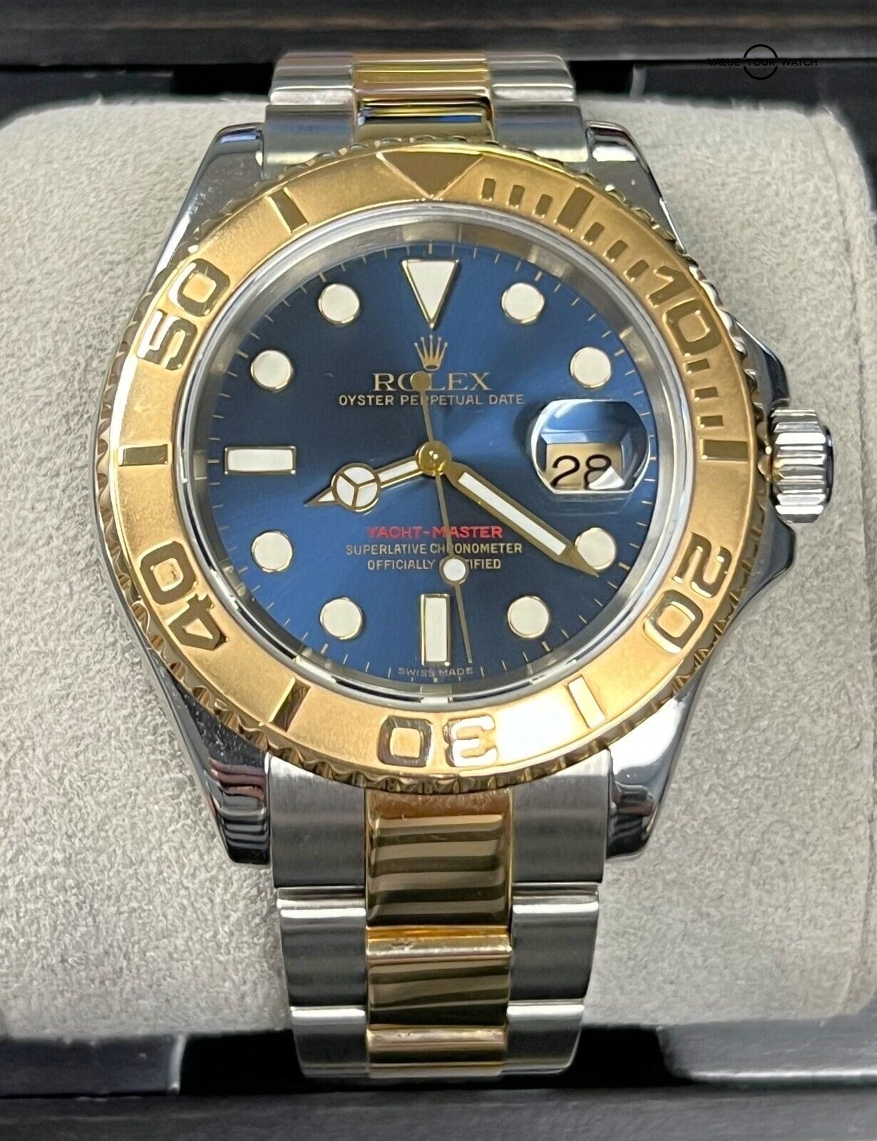 Rolex Yacht-Master 40mm 18K Yellow Gold Stainless Steel Blue Dial 16623!