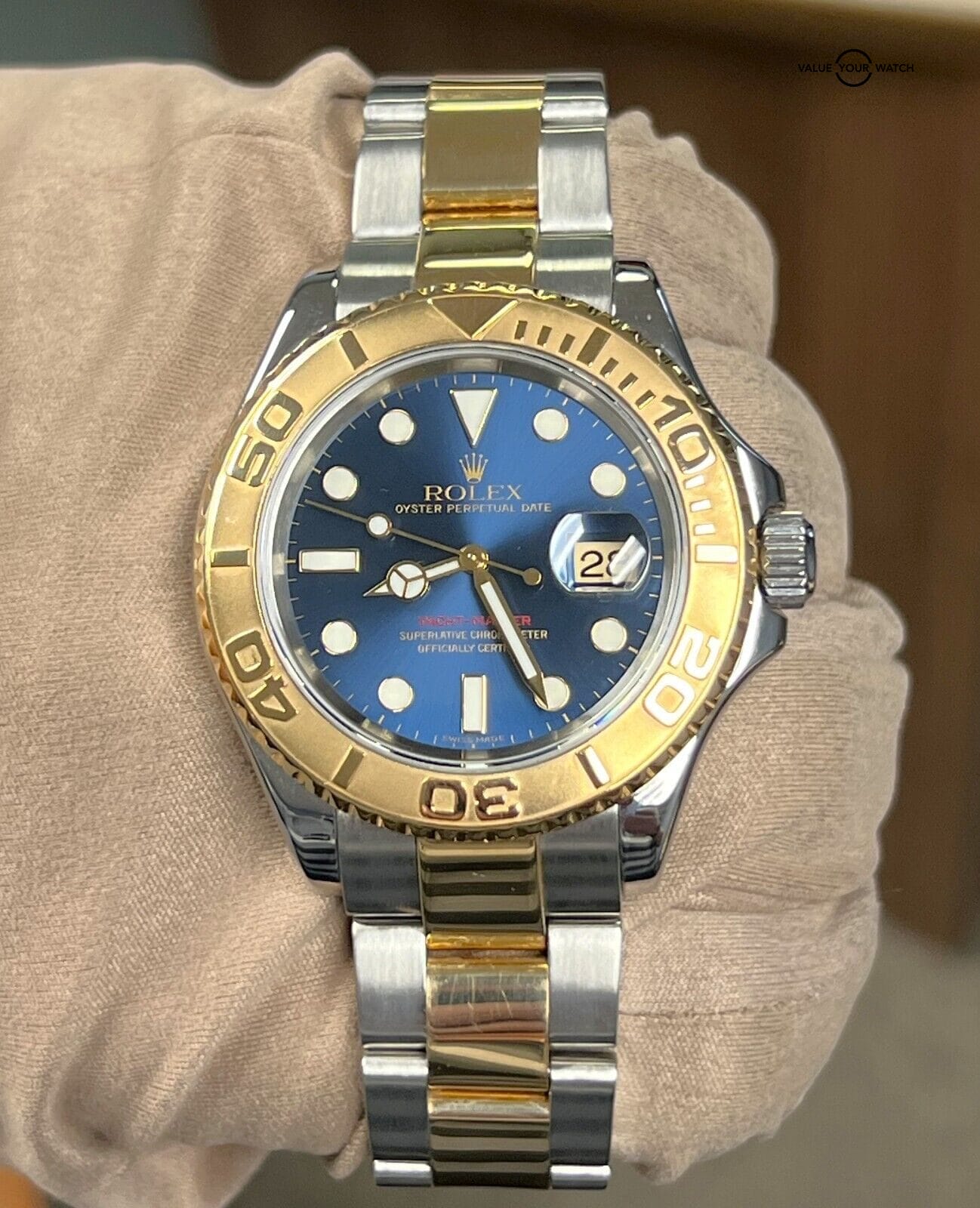 Rolex Yacht-Master 40mm 18K Yellow Gold Stainless Steel Blue Dial 16623! - Image 4