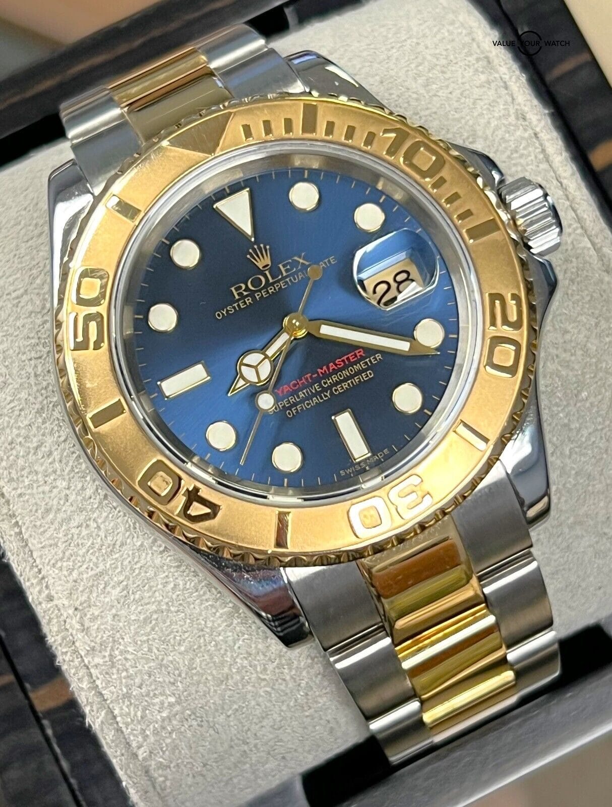 Rolex Yacht-Master 40mm 18K Yellow Gold Stainless Steel Blue Dial 16623! - Image 11